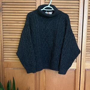Vintage Irish Wool Cable Knit Sweater - 100% Wool